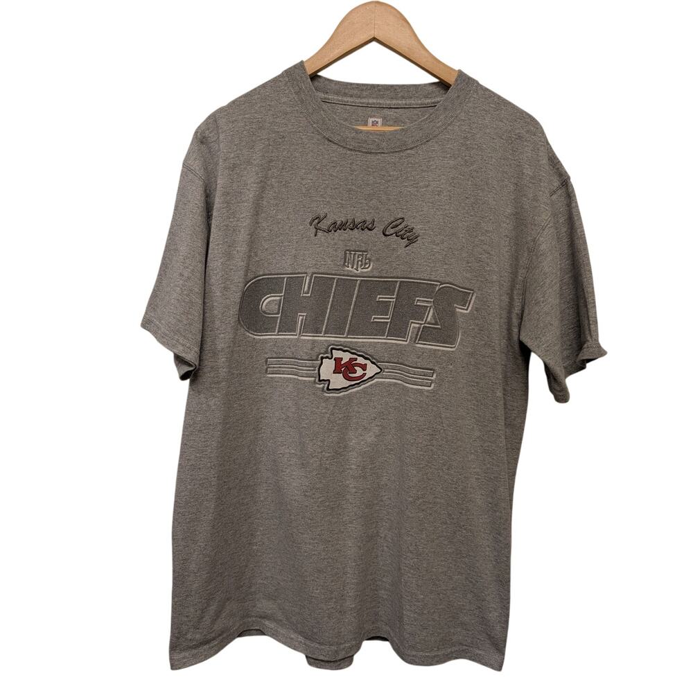 NFL Kansas City Chiefs Embroidered Applique T-Shirt Gray Heather Sports Football